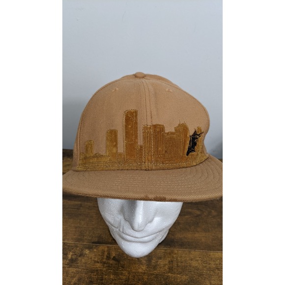 New Era Other - New Era 59FIFTY Florida Marlins Hat 7 3/4 Brown Fitted Cap Suede City Skyline ML